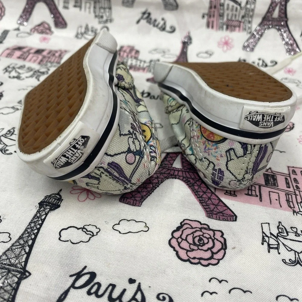 Vans Llama Party Canvas Sneakers White Lace Up Low Top Shoes Toddler Size 4